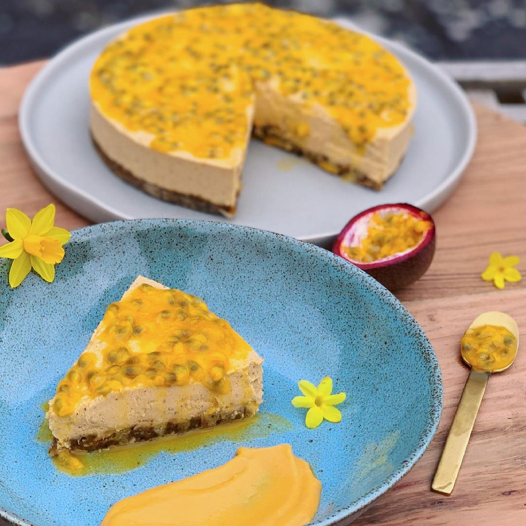 Mango, Passion Fruit, Papaya & Seamoss Cheesecake